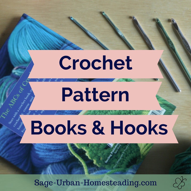 crochet pattern books and hooks