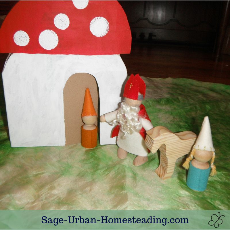 St. Nicholas visits mushroom house