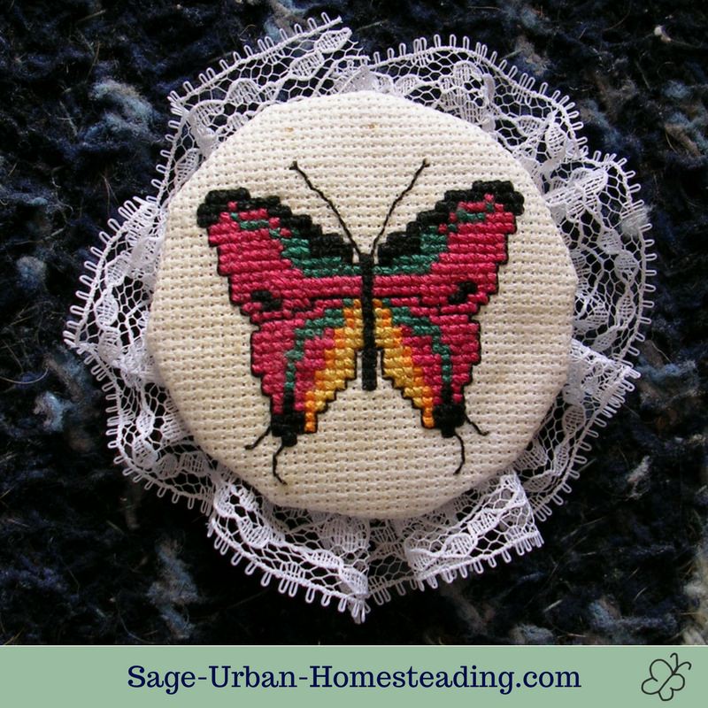 embroidered butterfly ornament