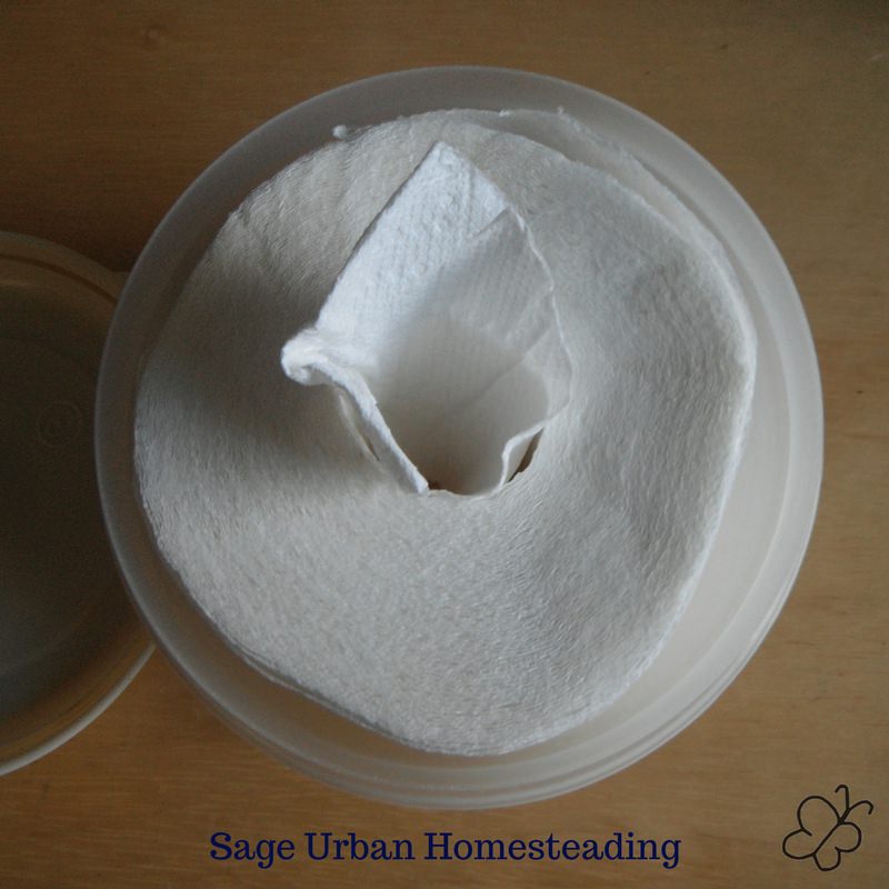 homemade wipes container and dispenser