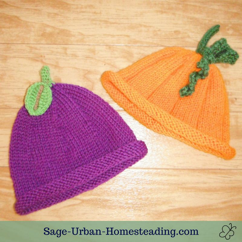 grape and pumpkin baby hats