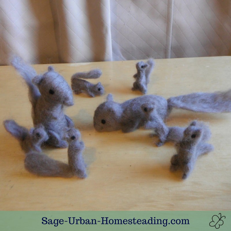 needle felted squirrels
