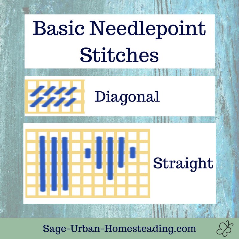 basic needlepoint stitches: straight and diagonal