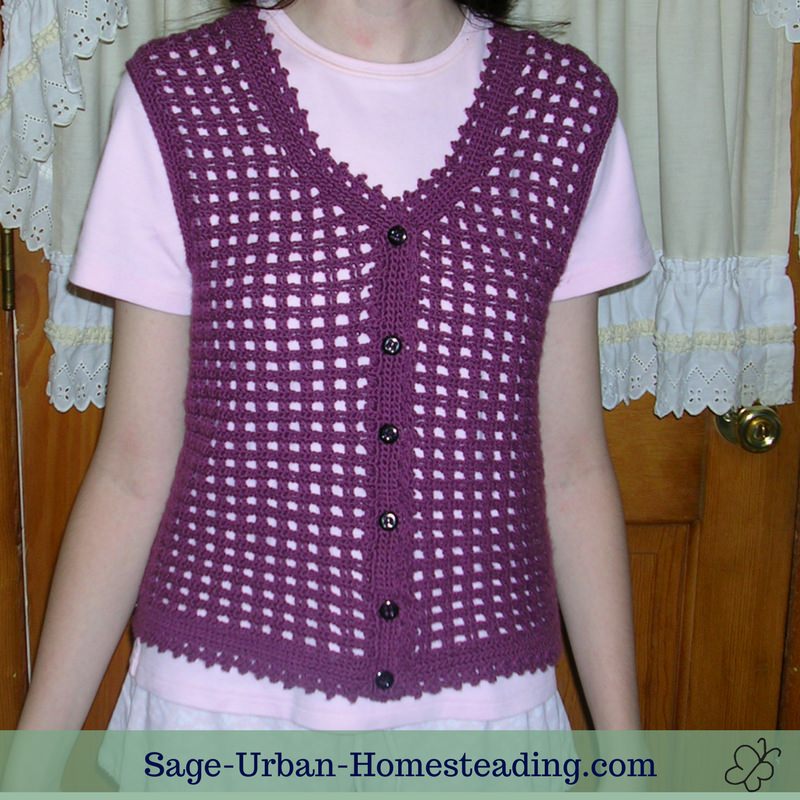 purple crochet vest