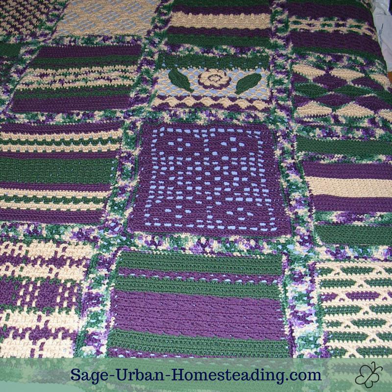 crochet sampler afghan close-up